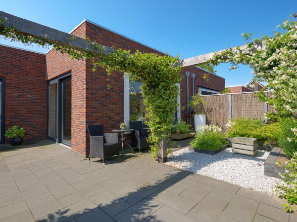 Achteraanzicht van de nieuwbouwwoningen